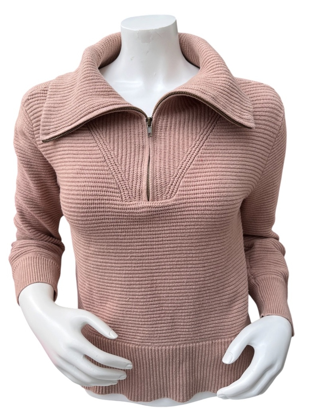 Sonoma Half Zip Pullover Sweater Ribbed Chunky Knit Size M